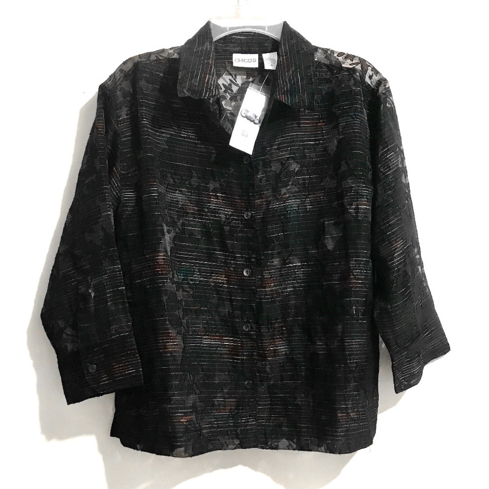 Chico's Transparent Damask like Blouse NWT